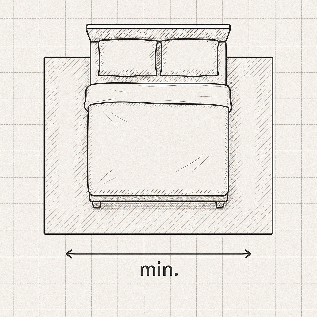 Schlafzimmer Teppichgröße im Vergleich zu einem Bett