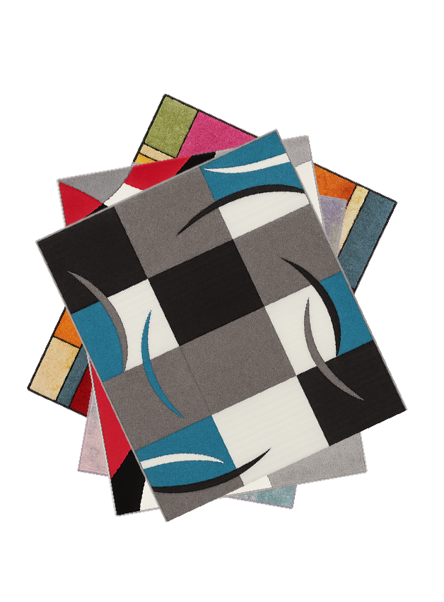 Übereinander liegende Teppiche, zeigt eine Wohnzimmer Teppich Kollektion